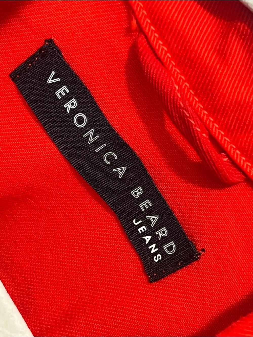Veronica Beard Neon Red Distressed Jean Jacket - Picture 5 of 7